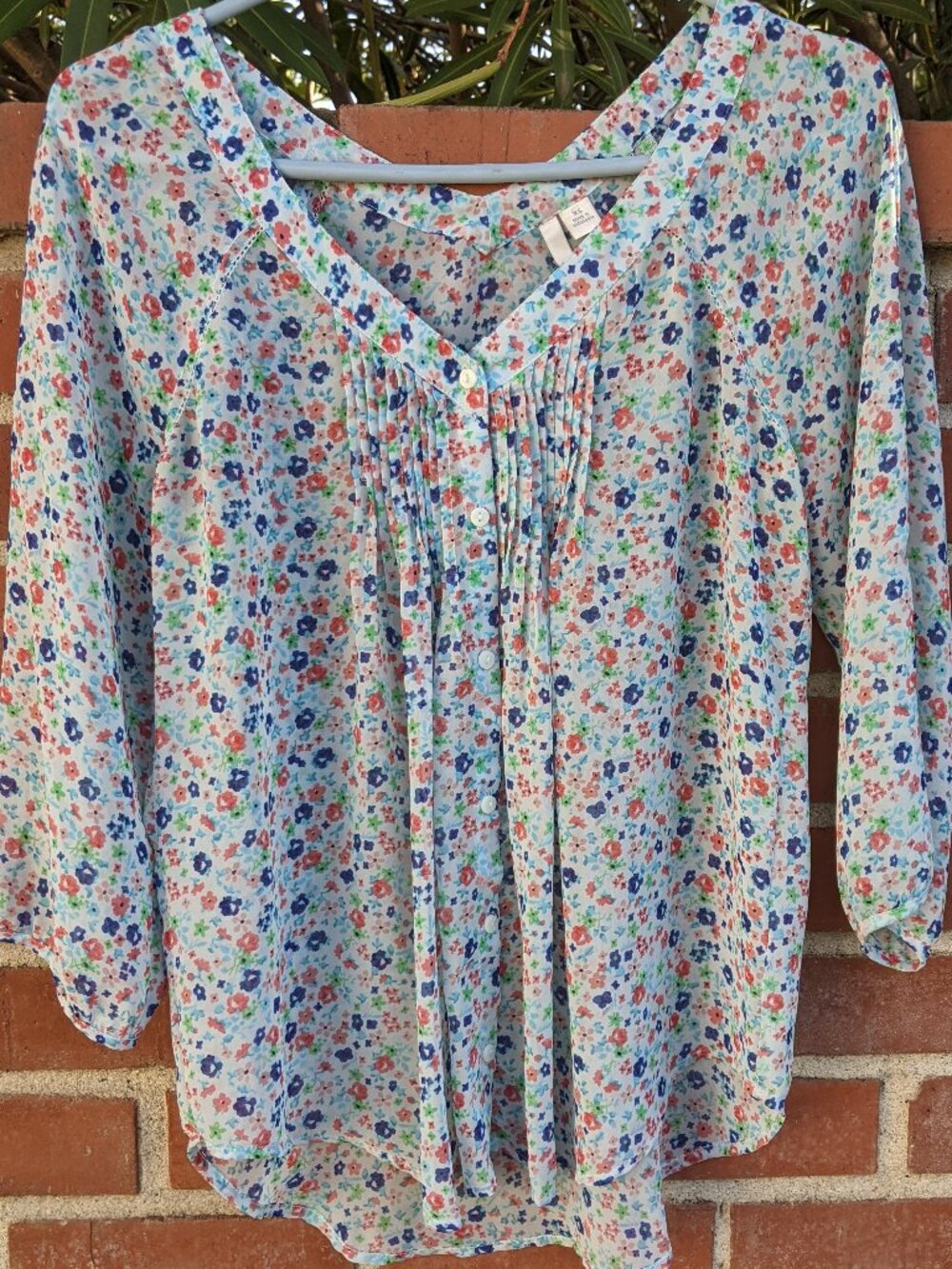 Lauren Conrad XS Baby Doll Floral Top Semi Sheer Boho Chic Y2K Romantic Coquette
